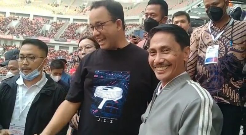 Bupati Gorontalo Nelson Pomalingo tampak hadir dalam Grand Launching Jakarta International Stadium (JIS) penuhi undangan Anies. (Foto:dok)