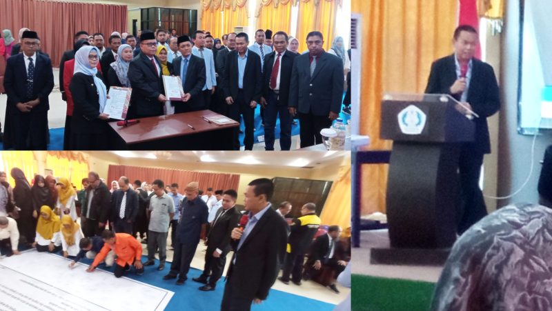 Tampak suasana pelantikan pejabat dilingkungan Universitas Gorontalo, dan penanda tanganan fakta integritas, disaksikan pendiri dan pembina YP-DLP. (foto:dok)
