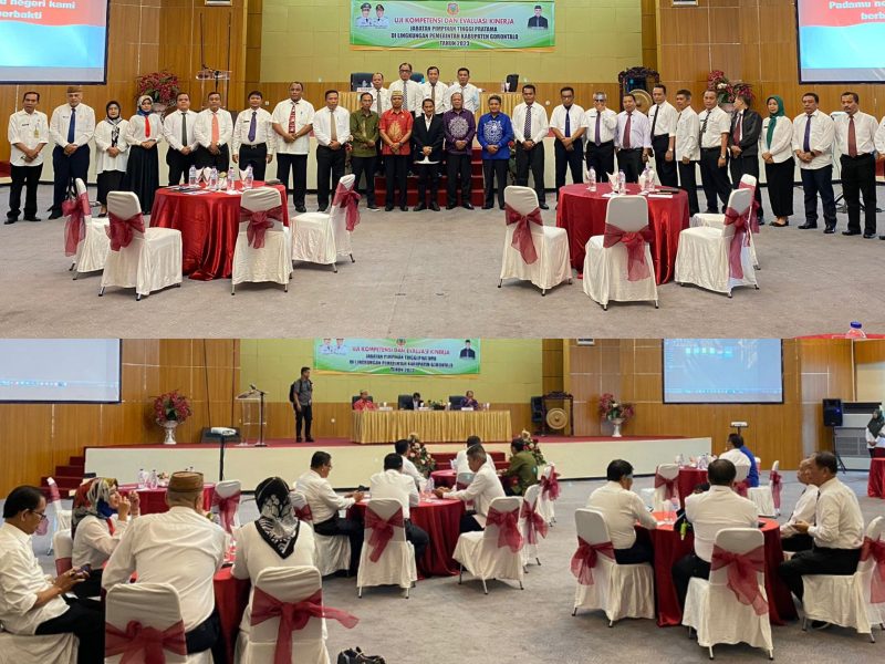 Tampak para pejabat di Kabupaten Gorontalo ikut Uji Kompetensi dan Evaluasi Jabatan Pimpinan Tinggi Pratama. Acara ini dibuka Bupati Nelson Pomalingo. (foto:dok)